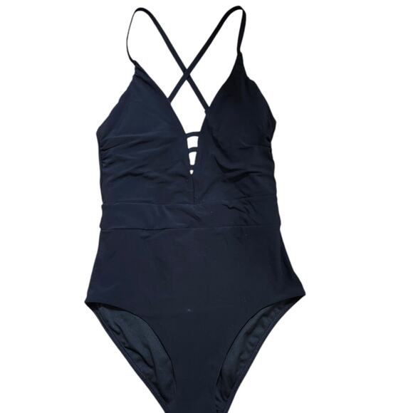 LANDS' END One-Piece Swimsuit (10) Criss Cross Back Black - Picture 5 of 9